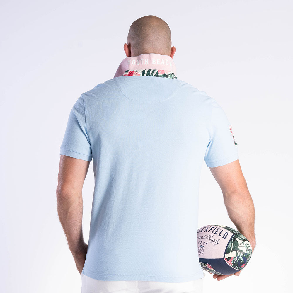 Tropisches Rugby Ruckfield Hellblaues Piqué-Polo