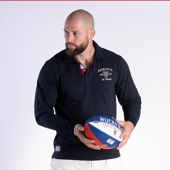 Ruckfield French Rugby Club Navy Polo mit Langen Ärmeln
