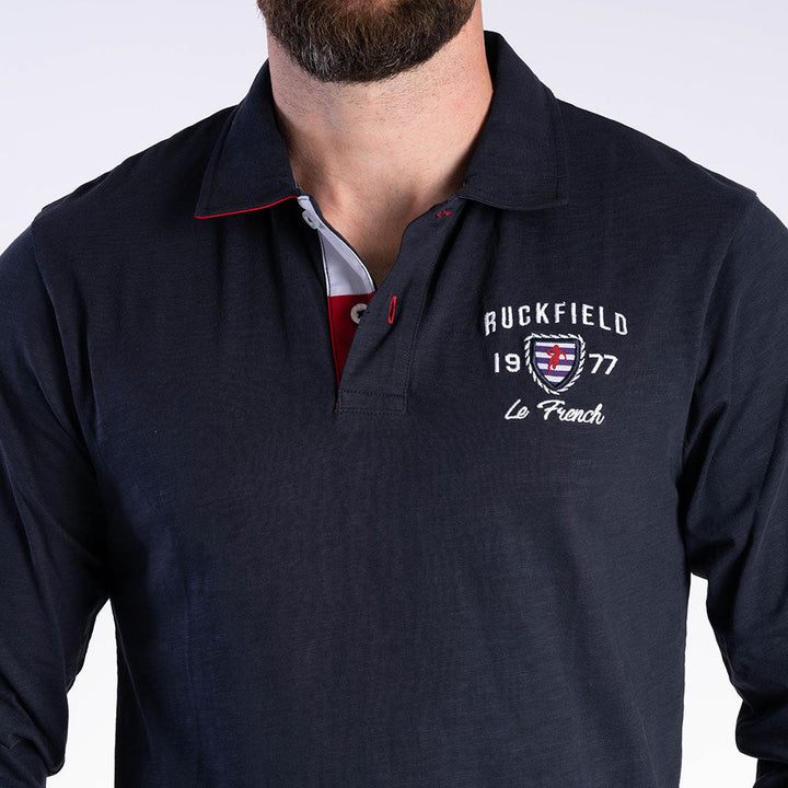 Ruckfield French Rugby Club Navy Polo mit Langen Ärmeln