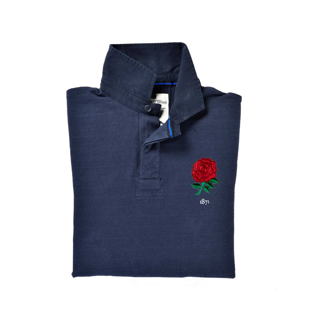 Black & Blue 1871 Engeland 1871 Rugby Shirt – Navy Kraag