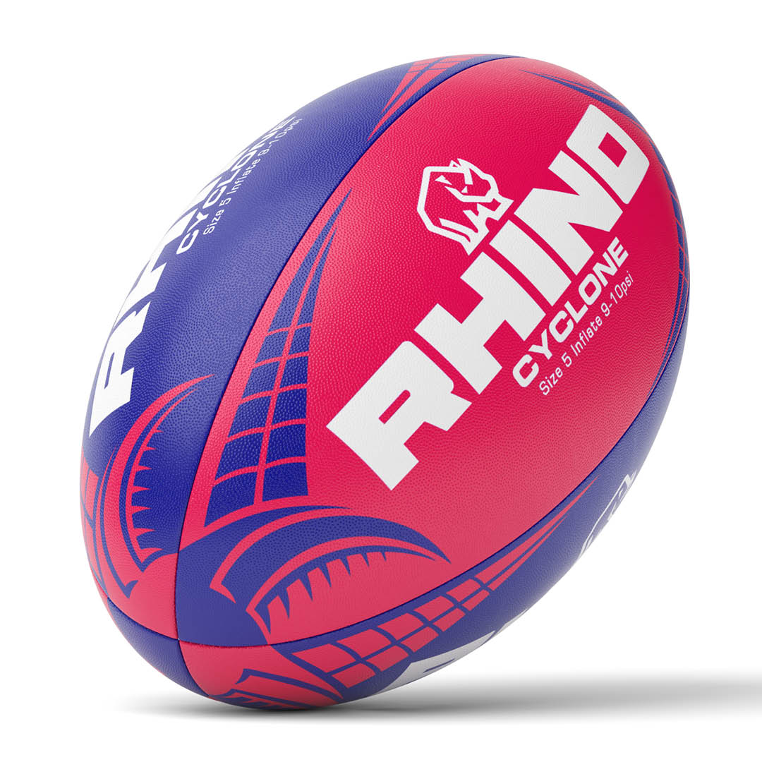 Rhino Cyclone Rugbyball Blau/Pink Größe 5